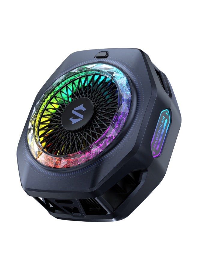بلاك شارك مبرد الهاتف بلاك شارك FunCooler 5 Pro، طاقة TEC فائقة 35 واط، خفض درجة الحرارة بمقدار 45 درجة مئوية، تصميم ماسي، 18 ضوء RGB قابل للتخصيص، واجهة حامل للبث المباشر - أسود - Image 1